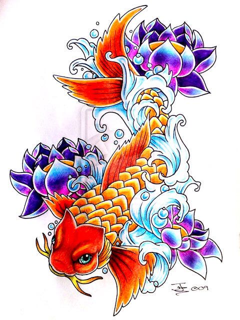 tatouage bas sur une carpe ko
