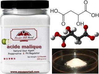 Acide malique : produit et structures 2D, 3D