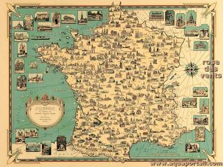 Carte de France avec rose des vents