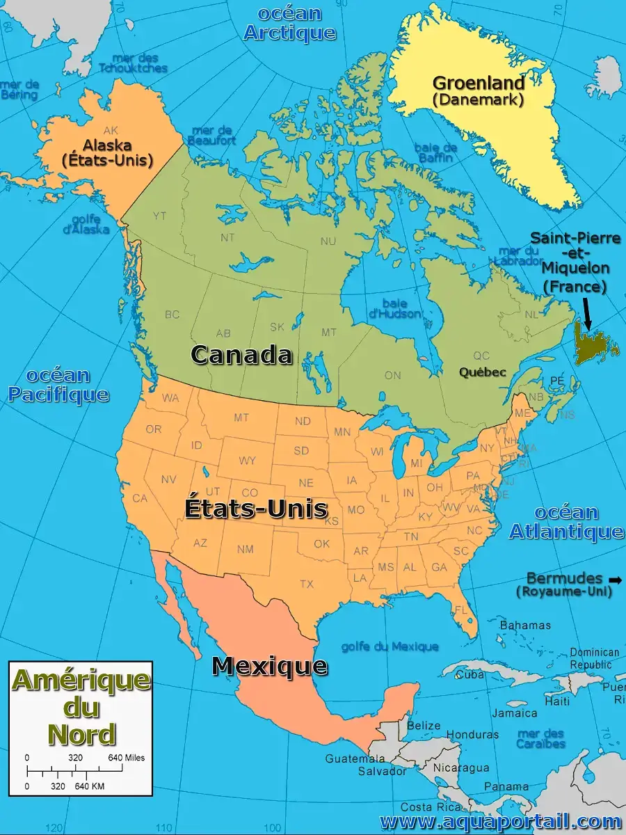 carte de l'Amérique du Nord